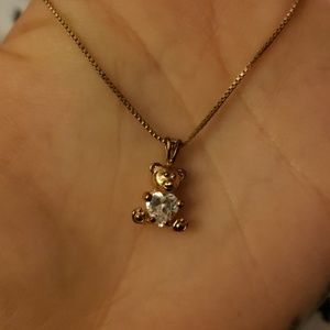 Gold teddy bear necklace